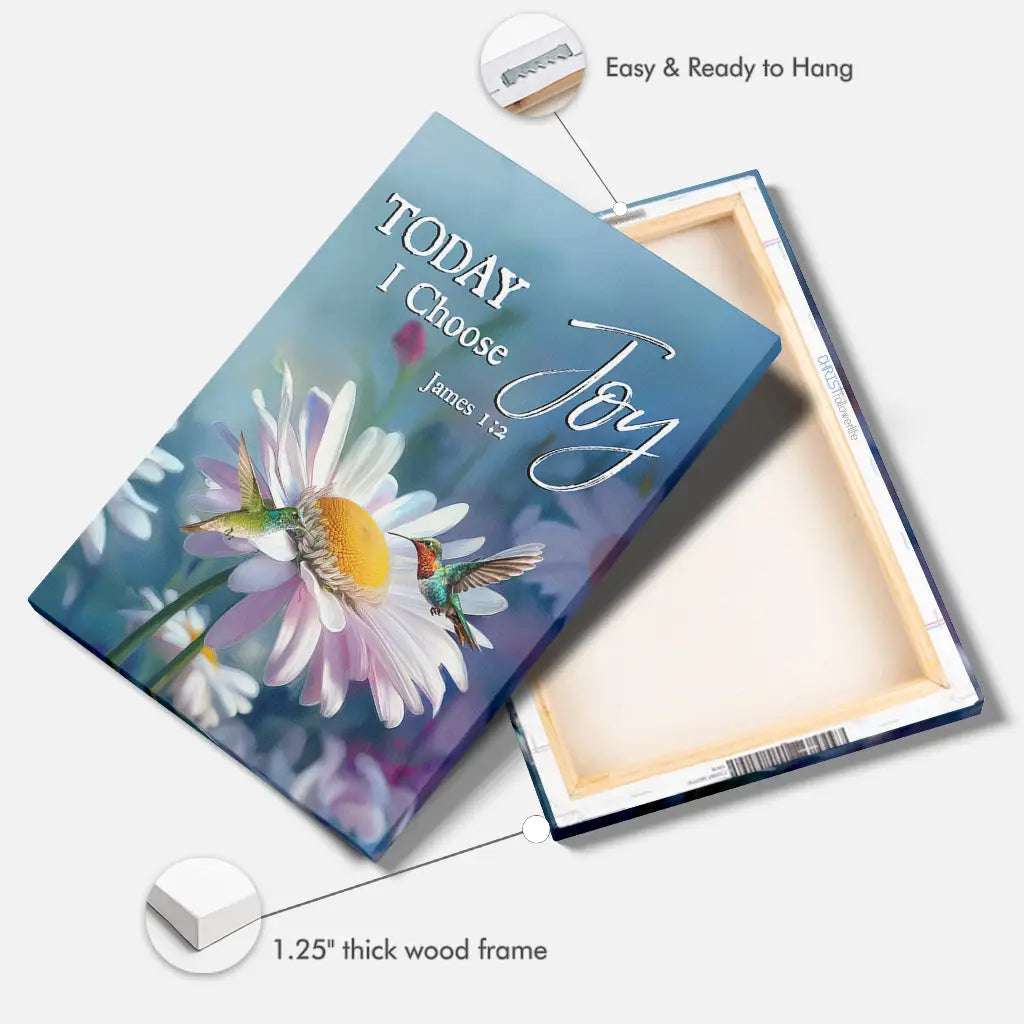Inspirational Christian wall décor with hummingbird, daisies, and scripture for joy and encouragement.
