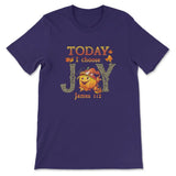 Today I choose Joy James 1:2 pumpkin Christian t-shirt - Autumn Thanksgiving Gifts Team Purple / S