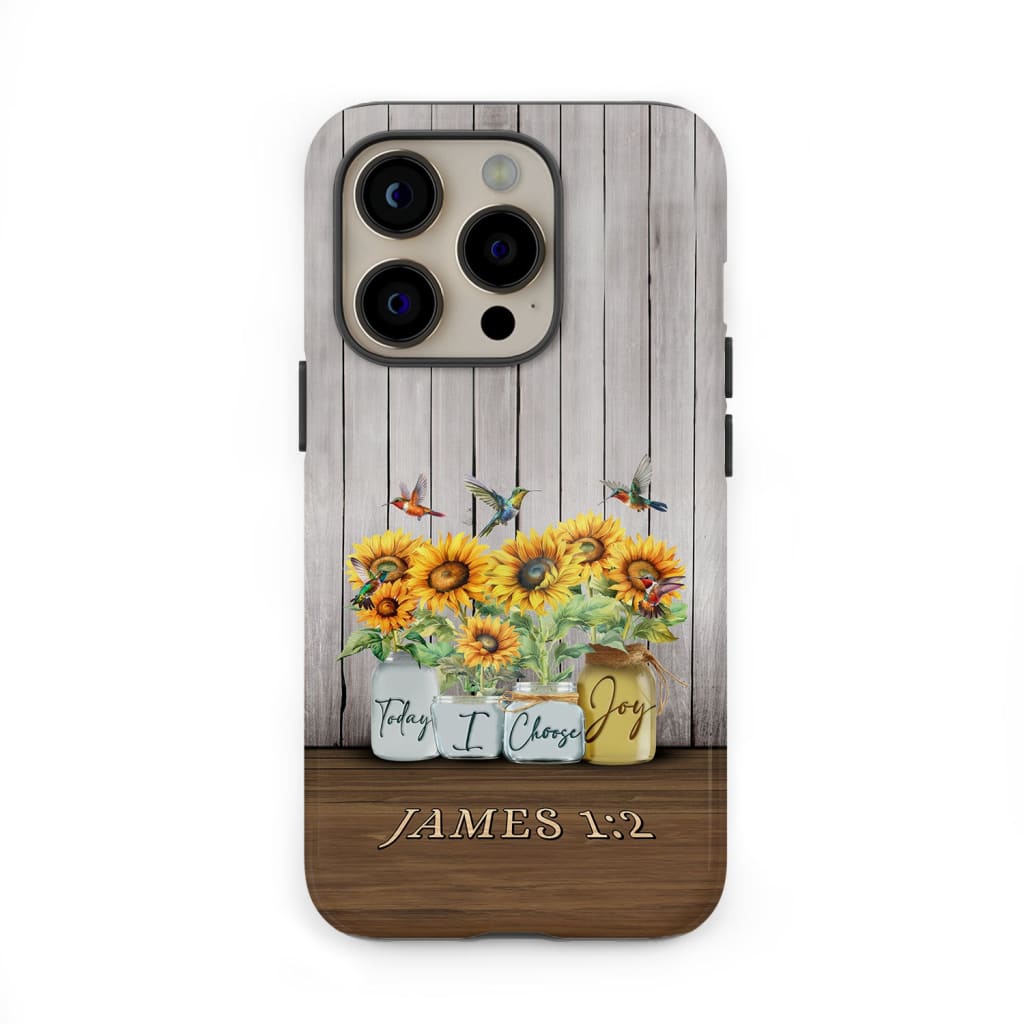 Today I Choose Joy James 1:2 Sunflower Vase Hummingbird Phone Case