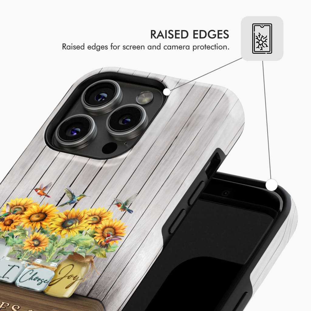 Today I Choose Joy James 1:2 Sunflower Vase Hummingbird Phone Case
