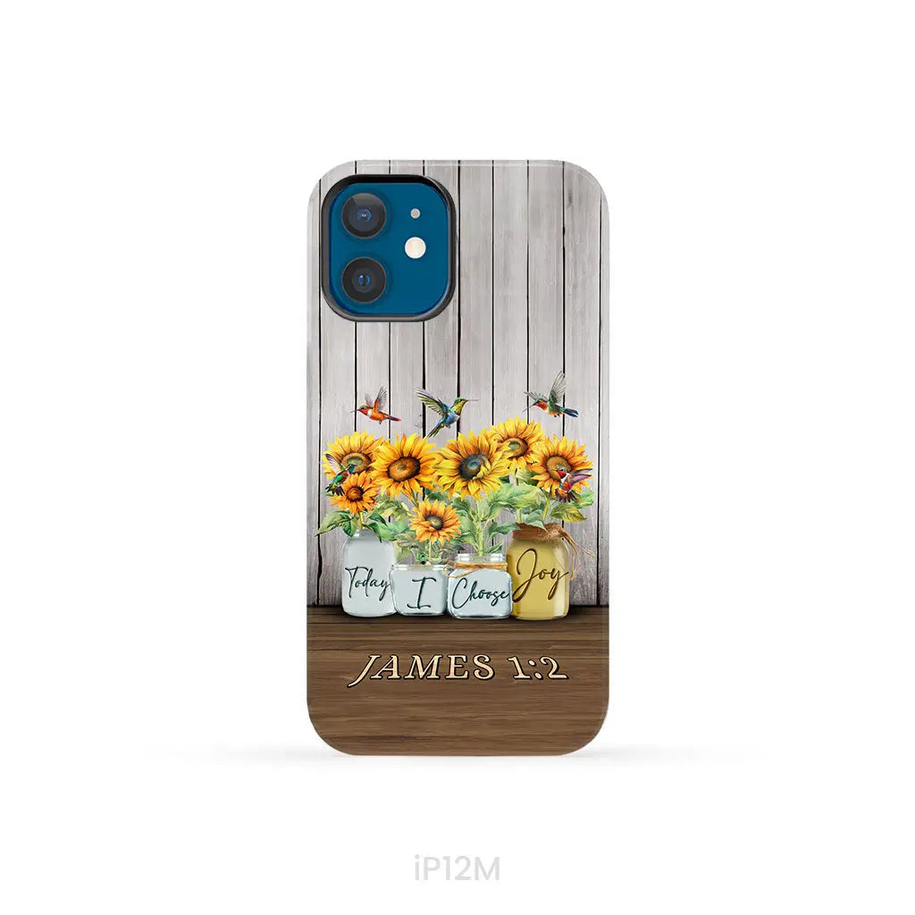 Today I Choose Joy James 1:2 Sunflower Vase Hummingbird Phone Case iPhone 12 Mini / Tough Case
