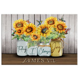 Religious wall art canvas featuring James 1:2, sunflower vase, and hummingbird, "Today I Choose Joy," perfect Christian decor.