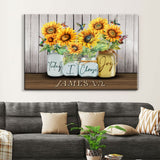 Faith-based canvas print with James 1:2, "Today I Choose Joy," sunflower vase, and hummingbird, great religious decor.