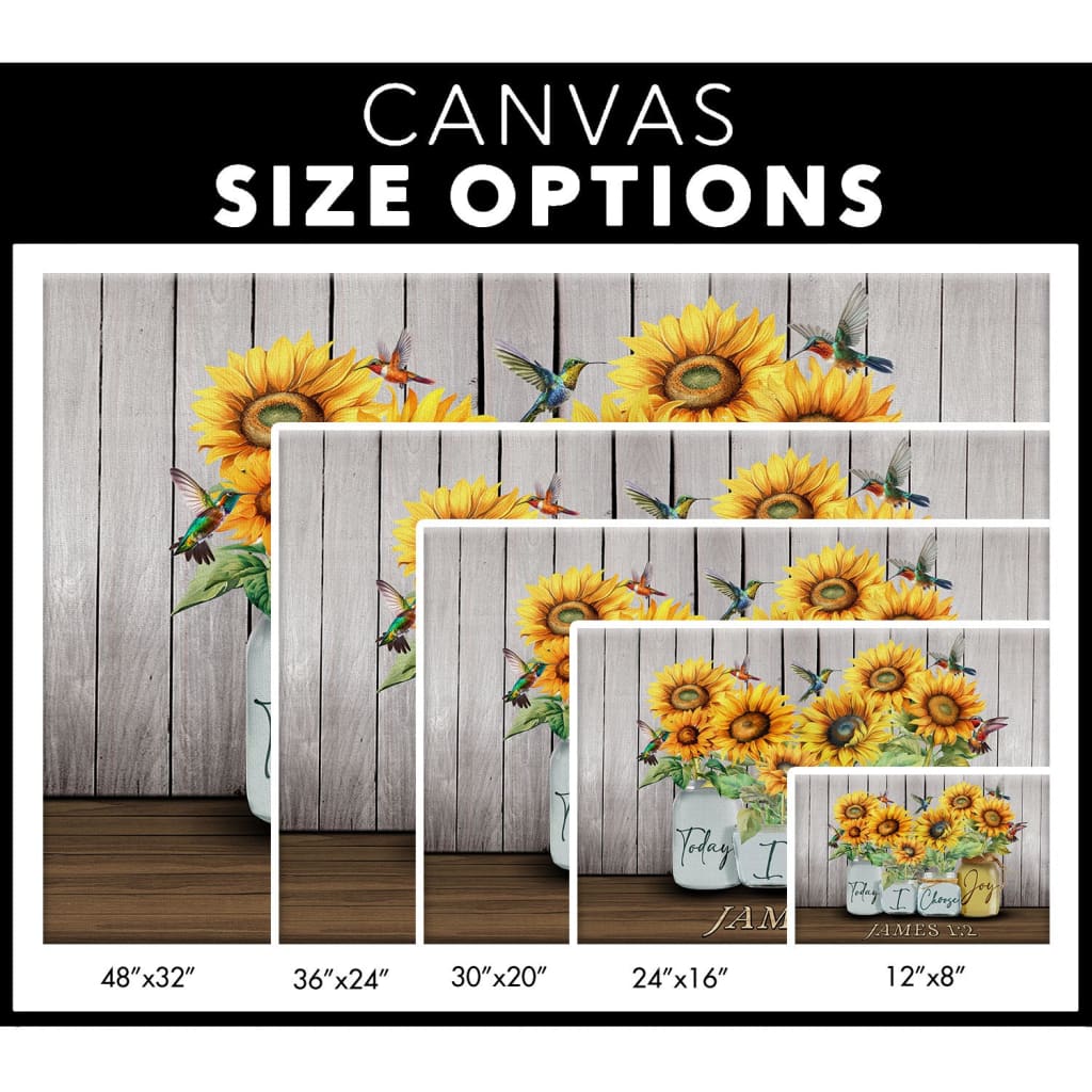 Today I choose Joy James 1:2 Bible verse wall art canvas size options