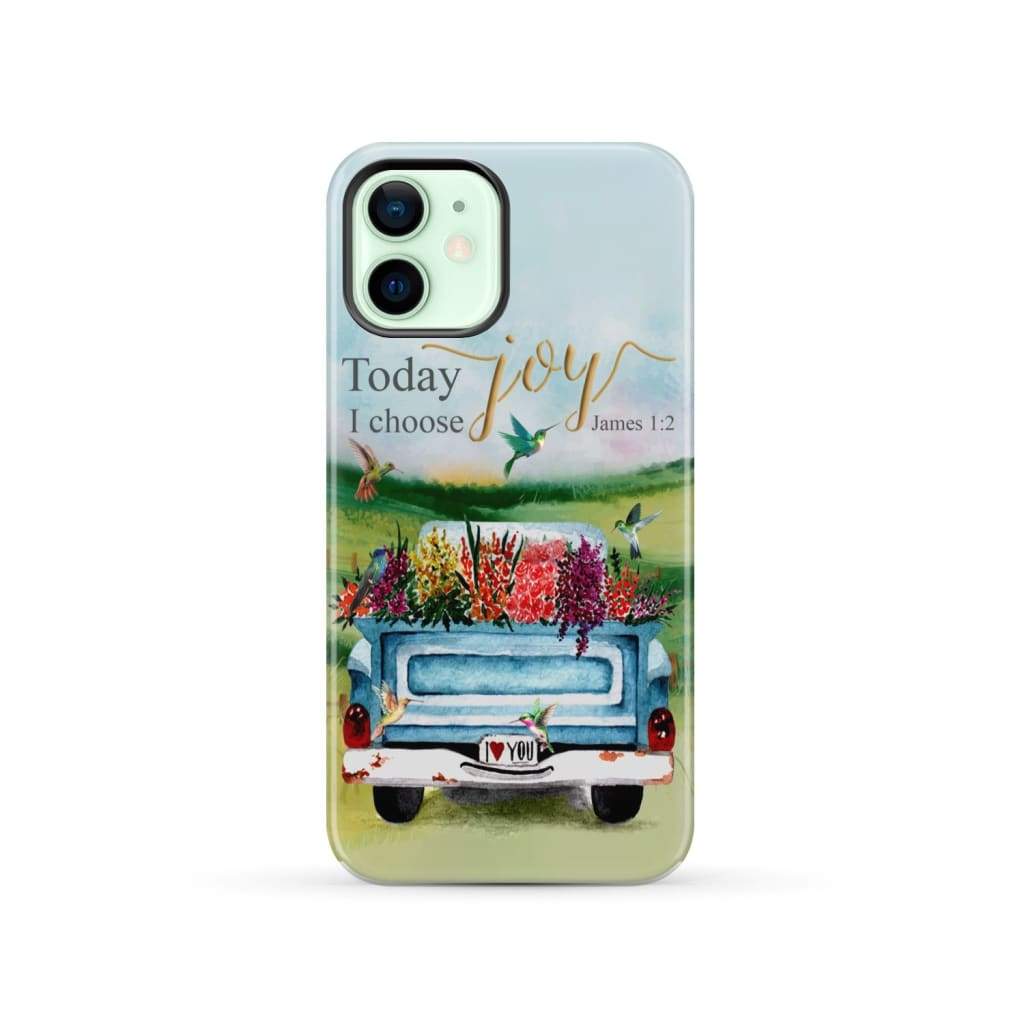 Today I Choose Joy James 1:2 Car With Flowers Phone Case iPhone 12 / Tough