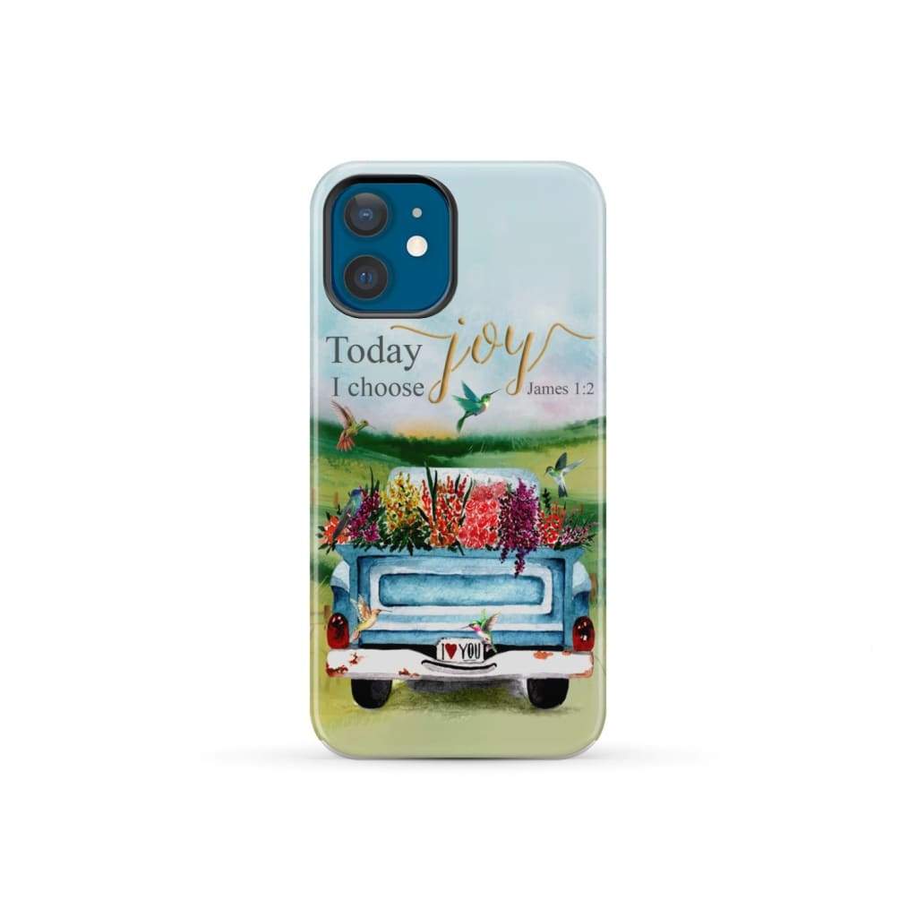 Today I Choose Joy James 1:2 Car With Flowers Phone Case iPhone 12 Mini / Tough