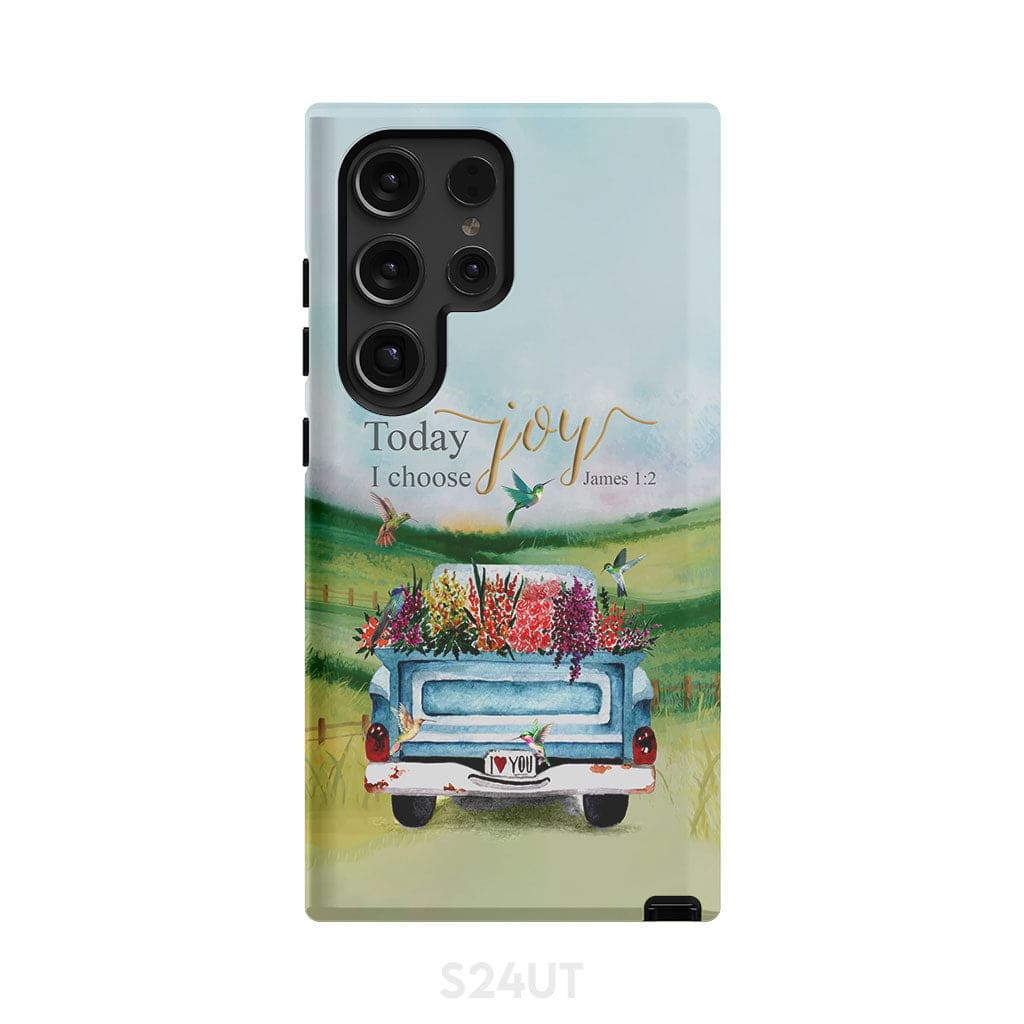 Today I Choose Joy James 1:2 Car With Flowers Phone Case Samsung Galaxy S24 Ultra / Tough
