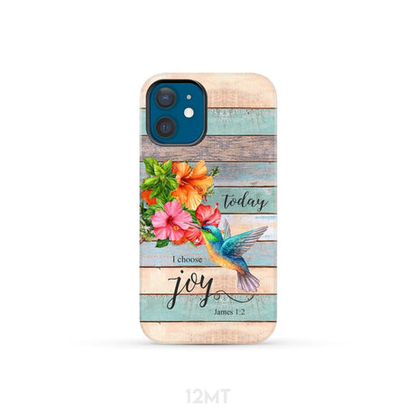 Today I Choose Joy James 1:2 Hummingbird Flower Phone Case iPhone 12 Mini / Tough