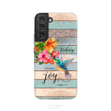 Today I Choose Joy James 1:2 Hummingbird Flower Phone Case Samsung Galaxy S22 Plus / Tough