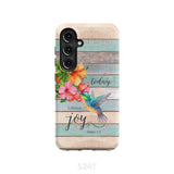 Today I Choose Joy James 1:2 Hummingbird Flower Phone Case Samsung Galaxy S24 / Tough
