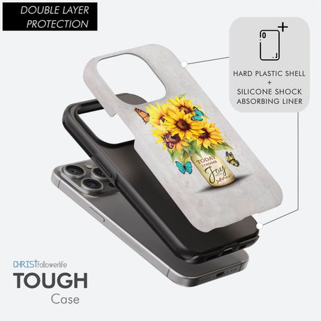 Today I Choose Joy Sunflower & Butterfly Vase Phone Case
