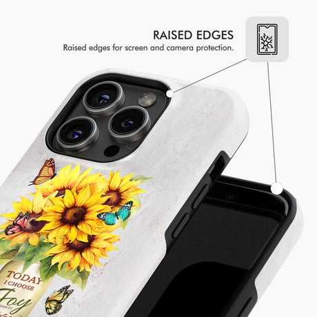 Today I Choose Joy Sunflower & Butterfly Vase Phone Case