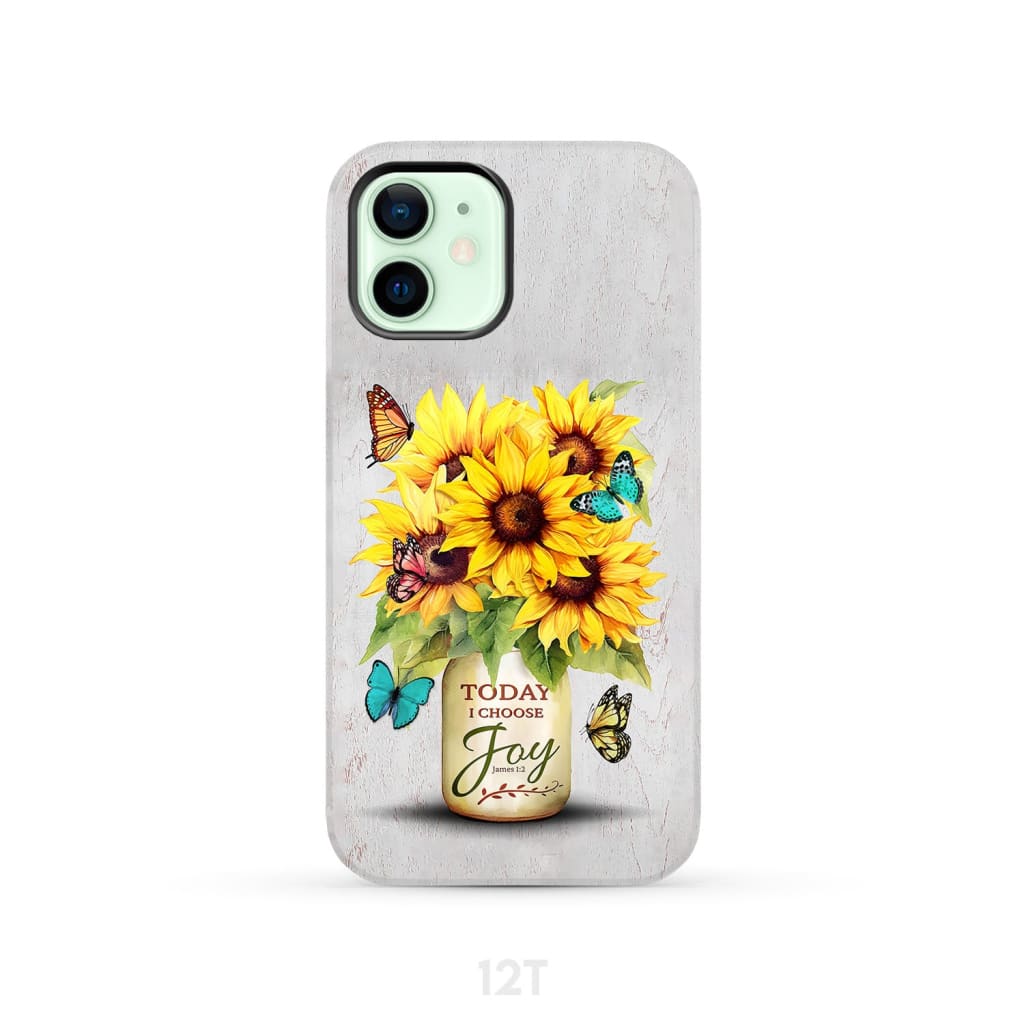 Today I Choose Joy Sunflower & Butterfly Vase Phone Case iPhone 12 / Tough