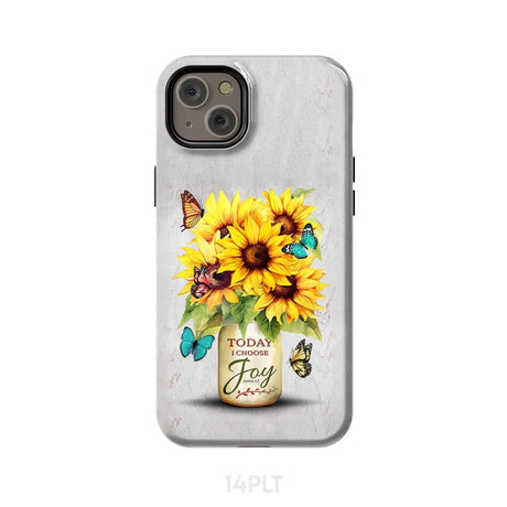 Today I Choose Joy Sunflower & Butterfly Vase Phone Case iPhone 14 Plus / Tough