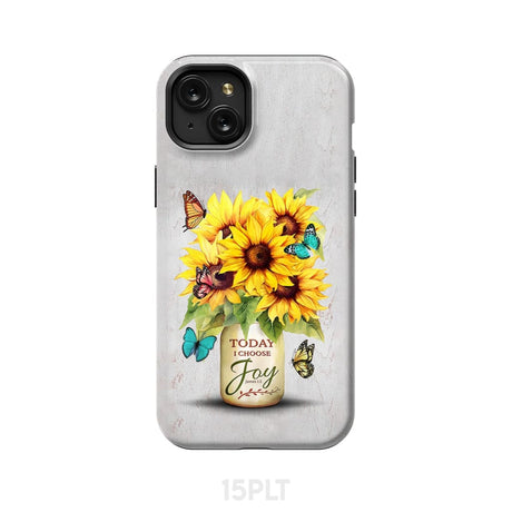 Today I Choose Joy Sunflower & Butterfly Vase Phone Case iPhone 15 Plus / Tough