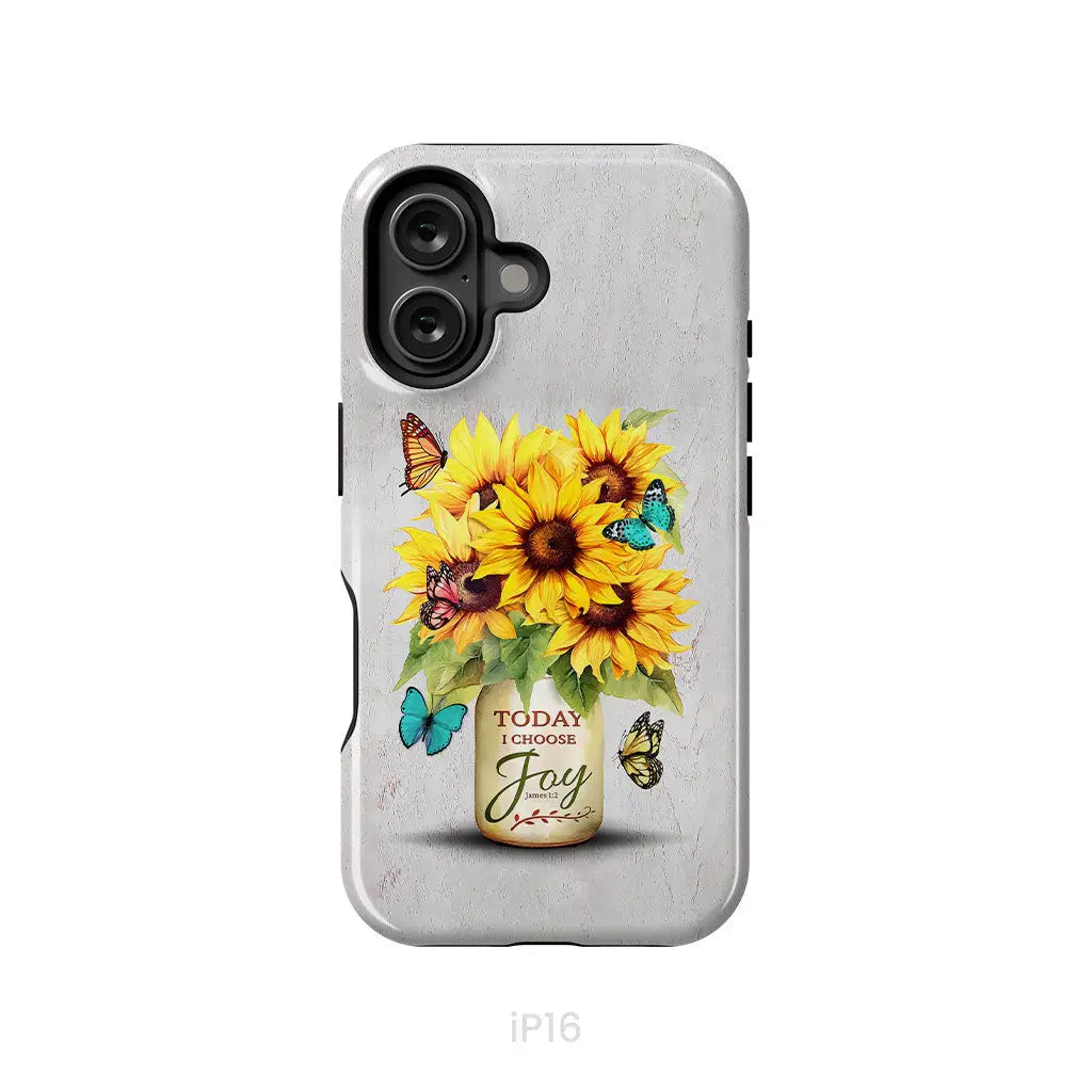 Today I Choose Joy Sunflower & Butterfly Vase Phone Case iPhone 16 / Tough Case