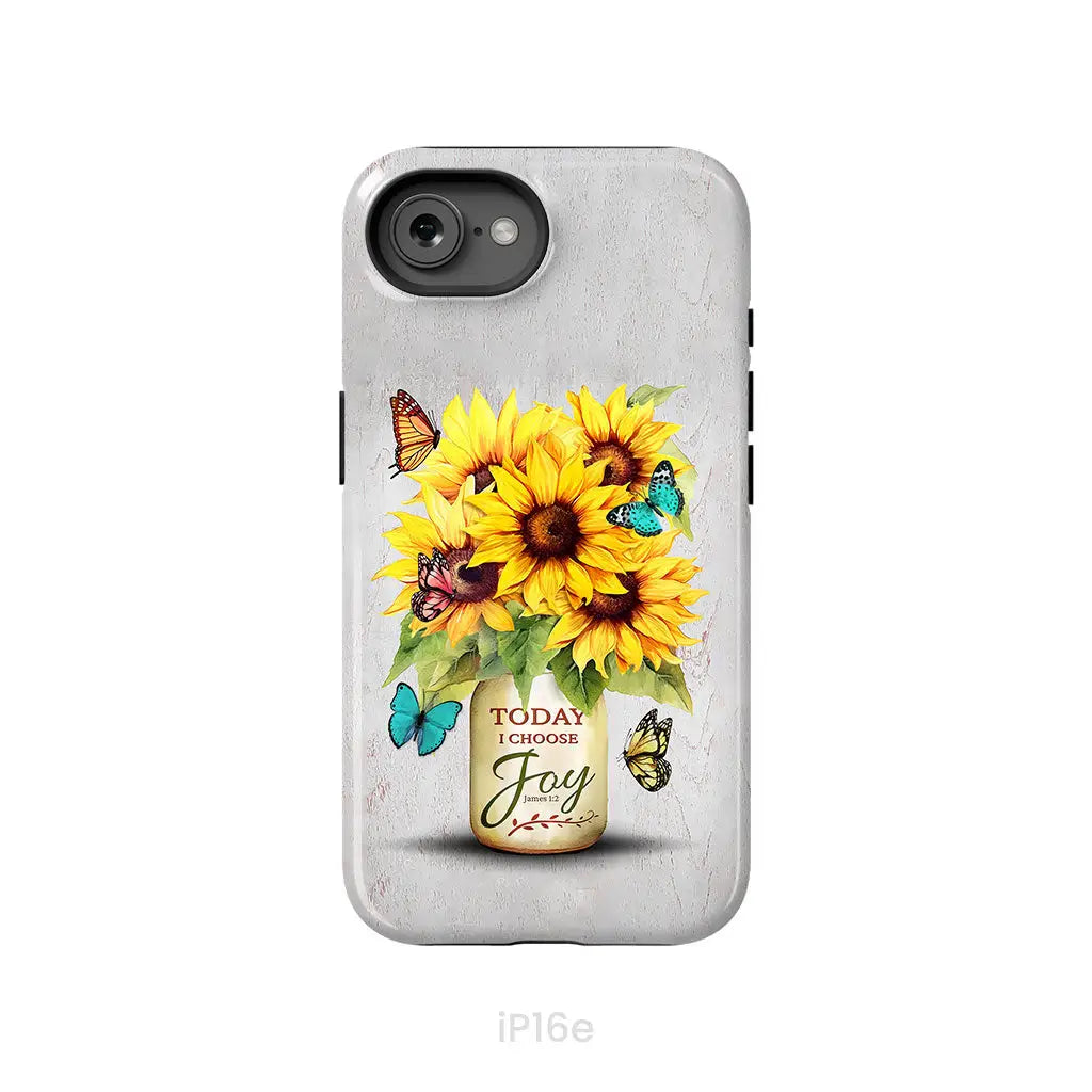 Today I Choose Joy Sunflower & Butterfly Vase Phone Case iPhone 16e / Tough Case