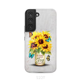 Today I Choose Joy Sunflower & Butterfly Vase Phone Case Samsung Galaxy S22 / Tough