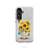 Today I Choose Joy Sunflower & Butterfly Vase Phone Case Samsung Galaxy S24 / Tough