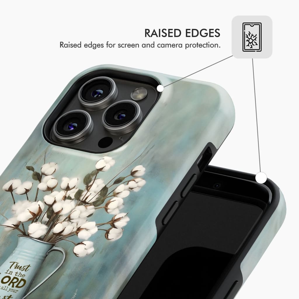 Trust in the Lord With All Your Heart Cotton Flowers Vase Phone Case