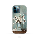 Trust in the Lord With All Your Heart Cotton Flowers in Vase Phone Case iPhone 12 Pro / Tough Case