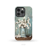 Trust in the Lord With All Your Heart Cotton Flowers in Vase Phone Case iPhone 13 Pro / Tough Case