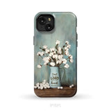 Trust in the Lord With All Your Heart Cotton Flowers in Vase Phone Case iPhone 15 Plus / Tough Case