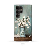 Trust in the Lord With All Your Heart Cotton Flowers in Vase Phone Case Samsung Galaxy S23 Ultra / Tough Case