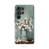 Trust in the Lord With All Your Heart Cotton Flowers in Vase Phone Case Samsung Galaxy S25 Ultra / Tough Case