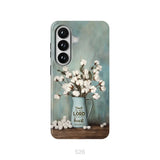 Trust in the Lord With All Your Heart Cotton Flowers in Vase Phone Case Samsung Galaxy S26 / Tough Case
