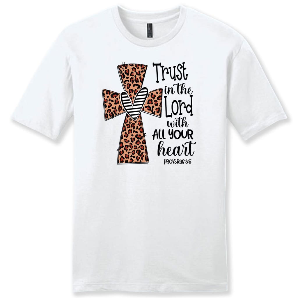 Christian t shirts, Trust in the lord with all your heart Leopard men’s t-shirt White / S
