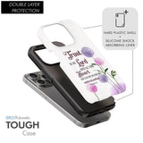 Inspirational phone case with Proverbs 3:5 "Trust in the Lord" and dandelion flowers, ideal for Christian gifts.