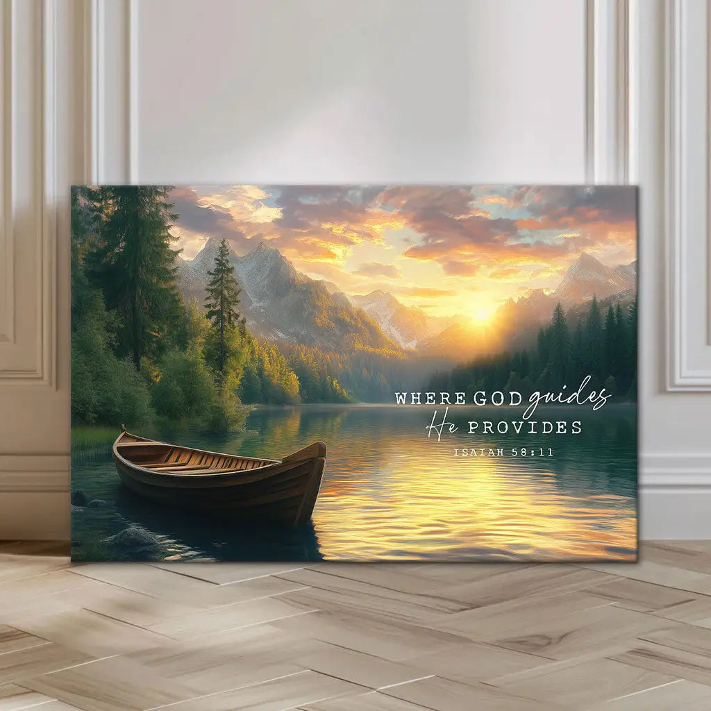 Bible verse canvas print with Isaiah 58:11, a stunning Christian wall art gift for any occasion.