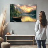 Christian landscape wall art featuring Isaiah 58:11, "Where God Guides, He Provides," an inspirational Bible verse decor.