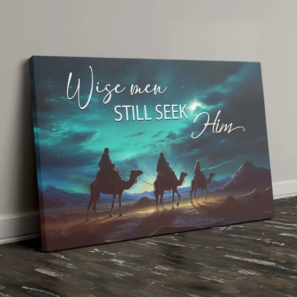 Wise Men Still Seek Him canvas, inspirational Christian décor for home, perfect for spiritual gifts.