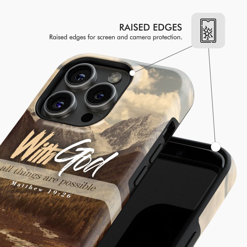 With God all things are possible Matthew 19:26 Bible verse phone case