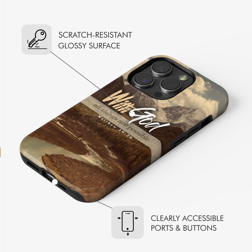 With God all things are possible Matthew 19:26 Bible verse phone case