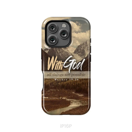 With God all things are possible Matthew 19:26 Bible verse phone case iPhone 16 Pro / Tough Case