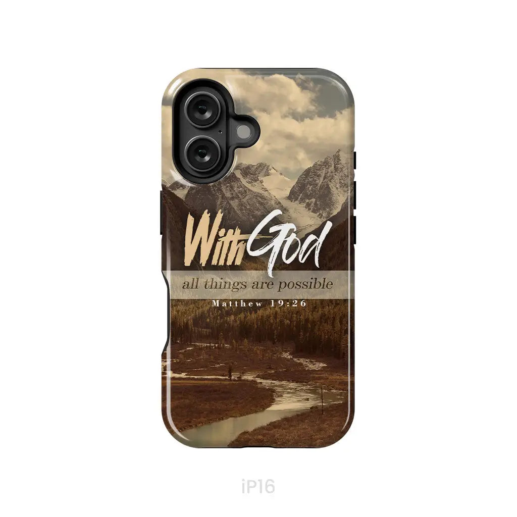 With God all things are possible Matthew 19:26 Bible verse phone case iPhone 16 / Tough Case