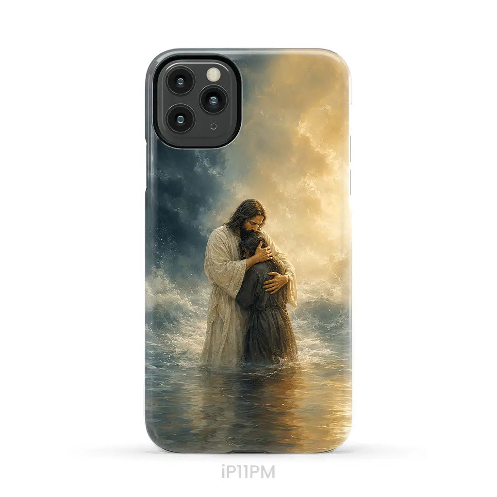 Woman Held by Jesus in the Storm Christian Phone Case iPhone 11 Pro Max / Tough Case