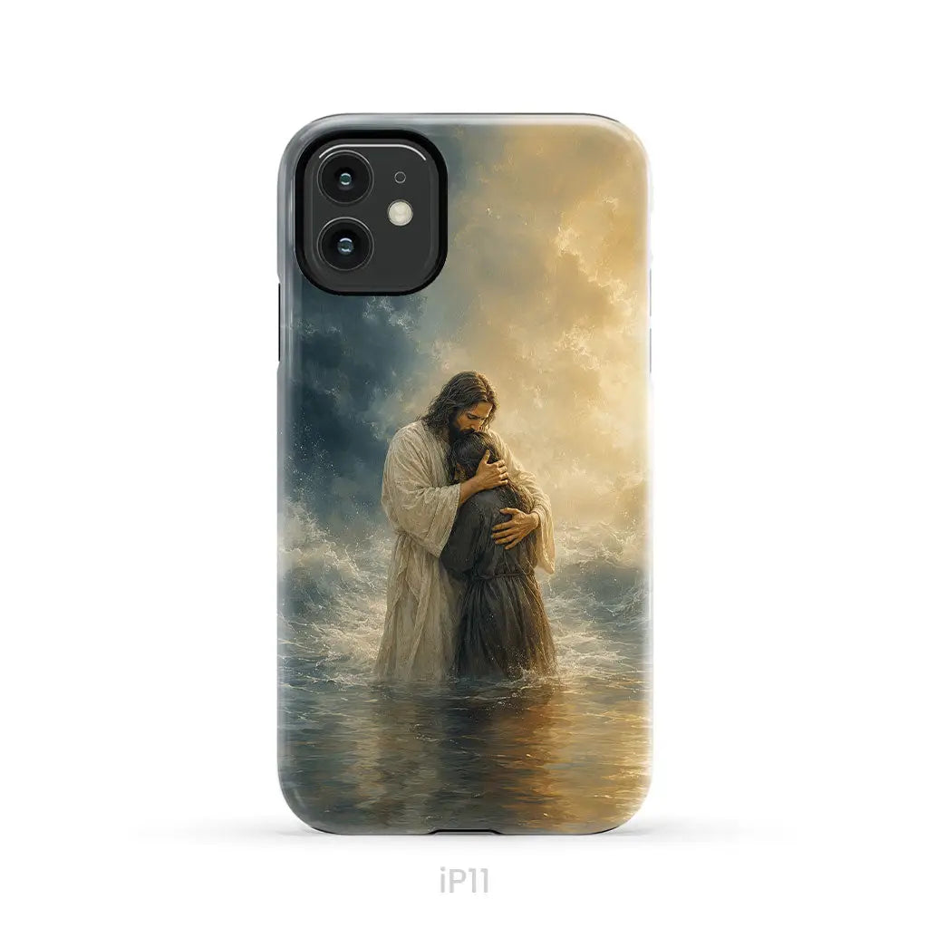 Woman Held by Jesus in the Storm Christian Phone Case iPhone 11 / Tough Case