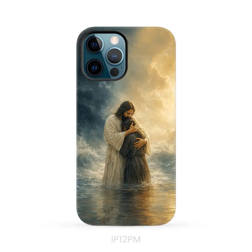 Woman Held by Jesus in the Storm Christian Phone Case iPhone 12 Pro Max / Tough Case