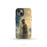 Woman Held by Jesus in the Storm Christian Phone Case iPhone 13 Mini / Tough Case