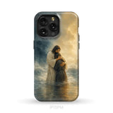 Woman Held by Jesus in the Storm Christian Phone Case iPhone 15 Pro Max / Tough Case