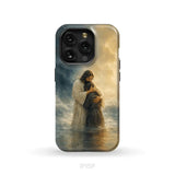 Woman Held by Jesus in the Storm Christian Phone Case iPhone 15 Pro / Tough Case