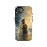 Woman Held by Jesus in the Storm Christian Phone Case iPhone 16e / Tough Case