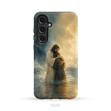 Woman Held by Jesus in the Storm Christian Phone Case Samsung Galaxy S24 Plus / Tough Case