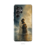 Woman Held by Jesus in the Storm Christian Phone Case Samsung Galaxy S25 Ultra / Tough Case
