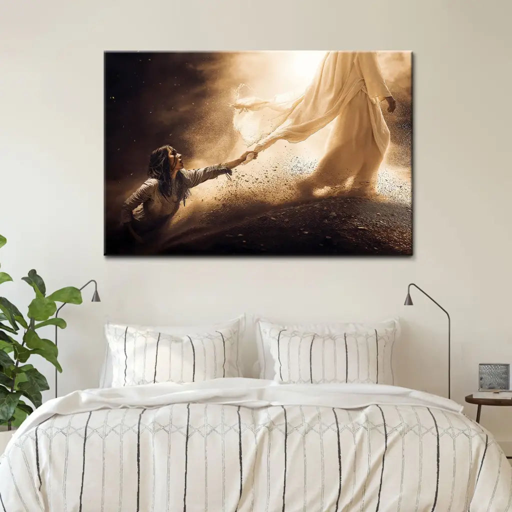 Jesus and woman of faith wall art, Christian inspirational gift, Scripture home decor.