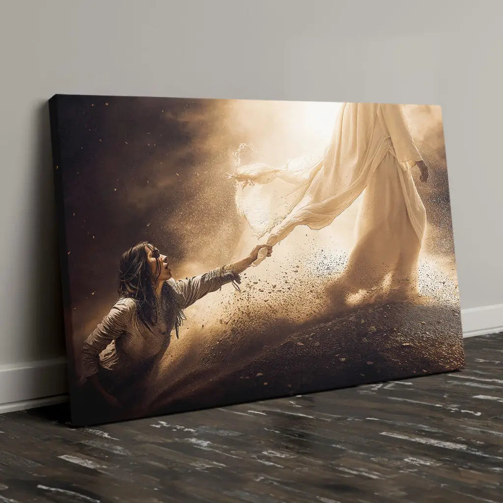 Powerful Scripture artwork showing faith in Jesus, Christian gifts, religious wall art canvas.